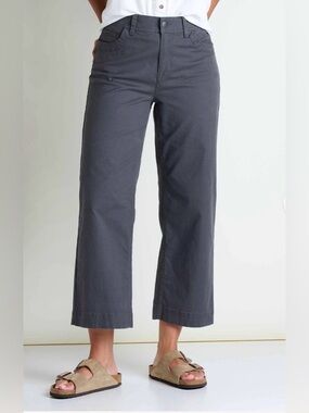 Toad&Co Slate Gray Cropped Wide-Leg Cropped Pants Canal Blue 12